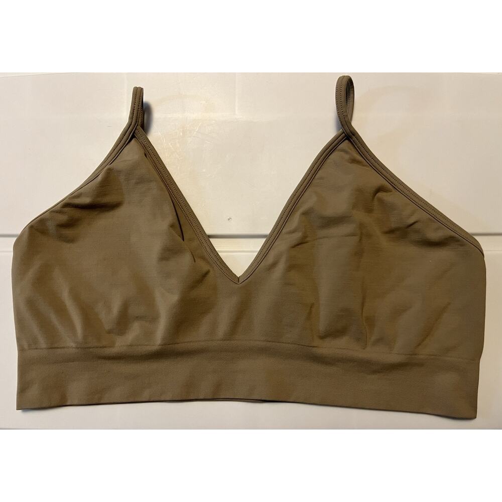 Skims Women's Bralette Size 1X Clay Non Wired Scoop V-Neck Pullover Adjustable